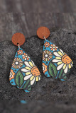 Western Flower Wooden Earrings MOQ 5pcs
