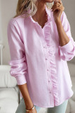 Stripes Ruffle Button Up Shirt