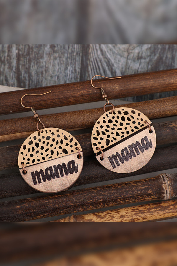 MAMA Round Wooden Earrings MOQ 5pcs