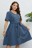 Plus Size Tie Waist Denim Dress