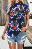 Ruffle Floral Short Sleeves Top