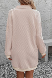Apricot V Neck Quilted Sweatshirt Dress