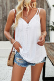 Zipper Eyelet Spaghetti Top