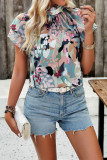 Ruffle Floral Short Sleeves Top