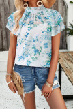 Ruffle Floral Short Sleeves Top
