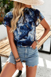 Ruffle Floral Short Sleeves Top