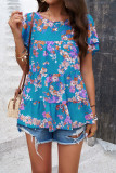 Floral Print Tiered Splicing Top