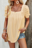 Square Neck Eyelet Smocked Top