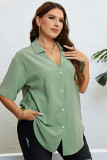 Plus Size Green V Neck Shirt