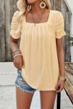 Square Neck Eyelet Smocked Top