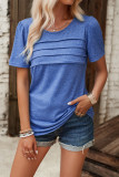 Plain Crew Neck Short Sleeves Top