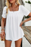 Square Neck Eyelet Smocked Top
