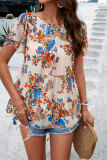 Floral Print Tiered Splicing Top