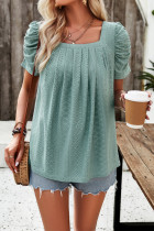 Square Neck Eyelet Smocked Top