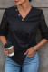 Black V Neck Buttoned Lace Sleeves Top