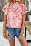Ruffle Floral Short Sleeves Top