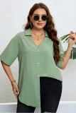 Plus Size Green V Neck Shirt