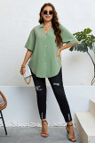 Plus Size Green V Neck Shirt
