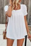 Square Neck Eyelet Smocked Top