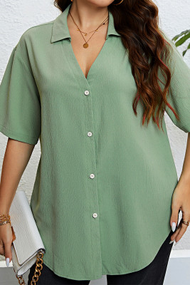Plus Size Green V Neck Shirt