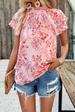 Ruffle Floral Short Sleeves Top