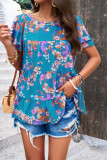 Floral Print Tiered Splicing Top