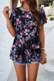 Floral Print Tiered Splicing Top