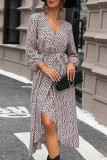 V Neck Leopard Split Dress
