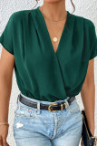 Plain Wrap V Neck Short Sleeves Bodysuit