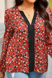 Red V Neck Printing Shirt