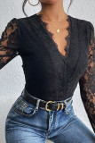 Black Lace Mesh See Through Bodysuit