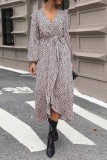V Neck Leopard Split Dress