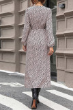 V Neck Leopard Split Dress