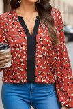 Red V Neck Printing Shirt