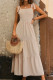 Apricot Square Neck Tie Strap Ruffles Maxi Dress