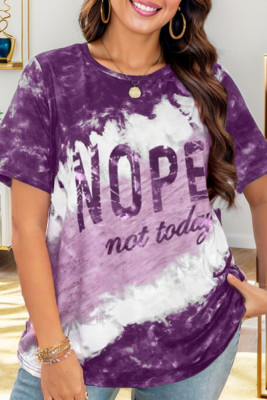 Nope Not Today Tie Dye Print Short Sleeves Top