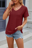 V Neck Eyelet Plain Top