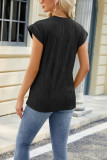 Plain Texture Scallop Short Sleeves Top