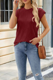 Plain Texture Scallop Short Sleeves Top