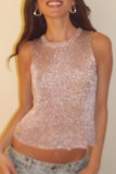 Plain See Thru Knit Tank Top