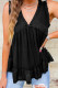 Medium Grey Lace Splicing V Neck Ruffled Babydoll Tank Top