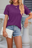 Plain Crochet Sleeves Crew Neck Top