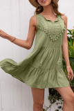 Sleeveless Plain Crochet Dress