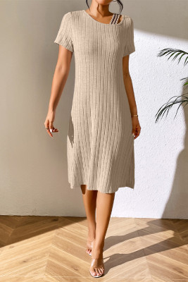 Ribbed Knitting Split Dress
