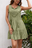 Sleeveless Plain Crochet Dress