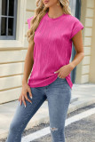 Plain Texture Scallop Short Sleeves Top