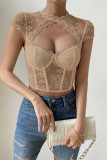 Plain Lace Open Bust Crop Top