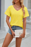 V Neck Eyelet Plain Top