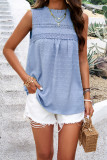 Plain Frill Smocked Splicing Lace Tank Top