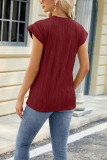 Plain Texture Scallop Short Sleeves Top
